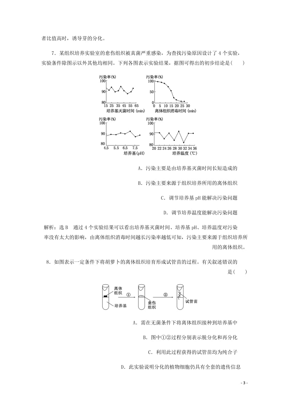 高中生物课时跟踪检测七菊花的组织培养含解析新人教选修1_第3页