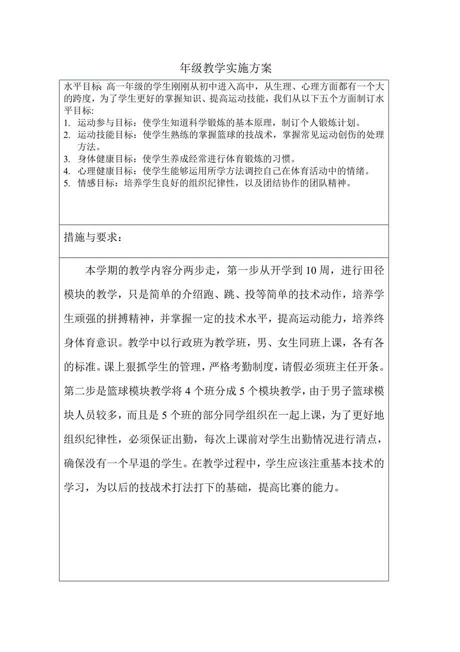 高一年级第一学期体育与健康教案_第2页