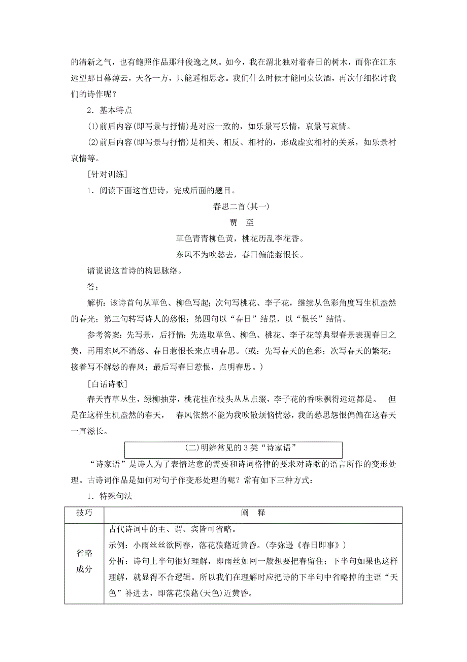 通用版高考语文一轮复习专题二古诗歌阅读第三步第1讲读诗技法和选择题的解法讲义_第2页