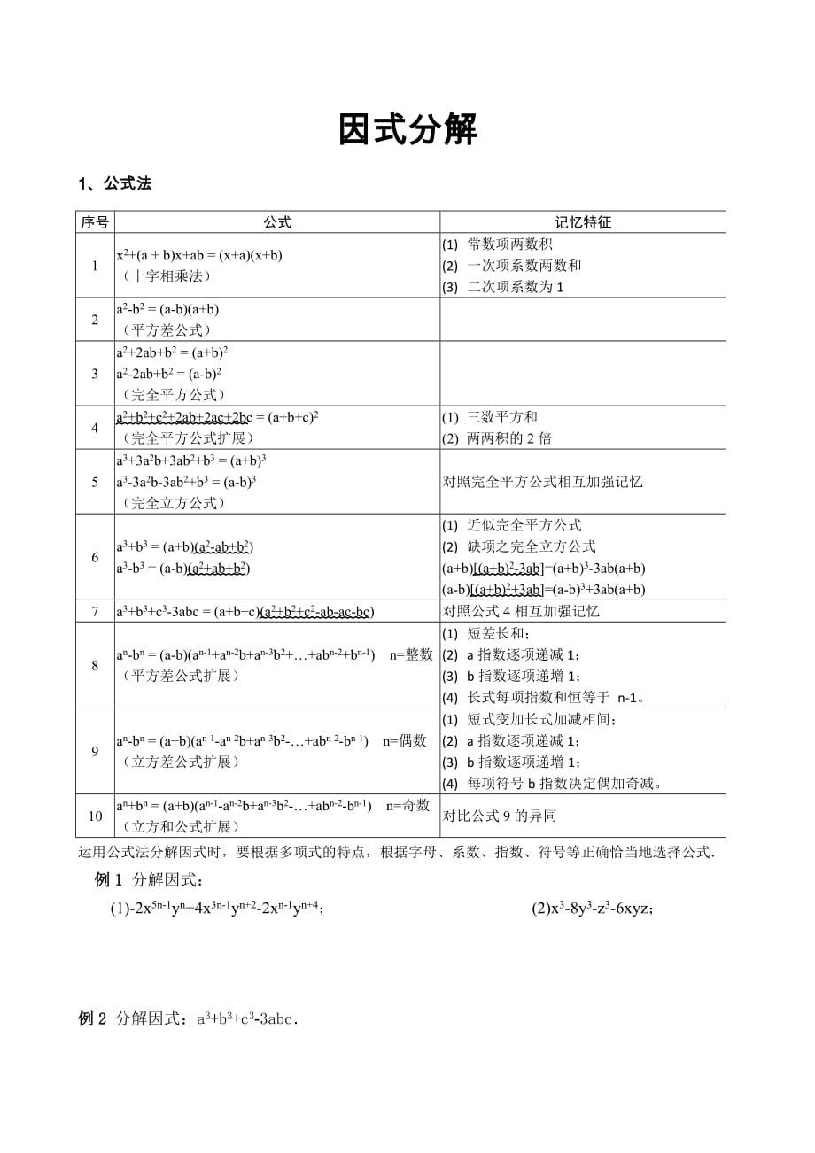 因式分解(竞赛题)不含答案 -_第1页