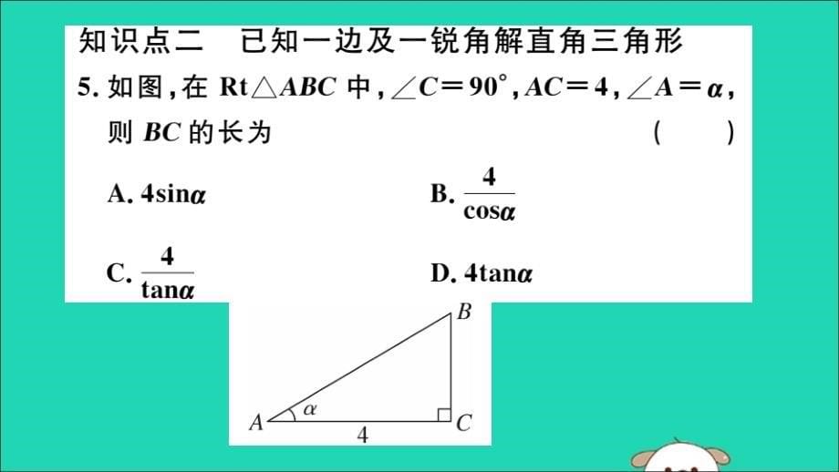 （湖北专用）九年级数学下册第28章锐角三角函数28.2解直角三角形及其应用28.2.1解直角三角形习题讲评课件（新版）新人教版_第5页