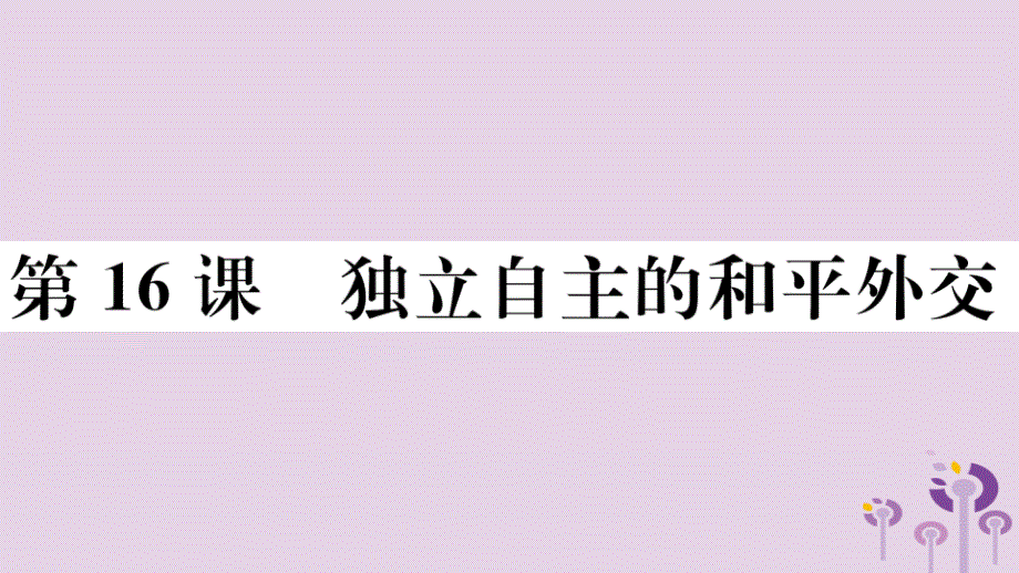 （玉林专版）八年级历史下册第五单元国防建设与外交成就第16课独立自主的和平外交习题课件新人教版_第1页