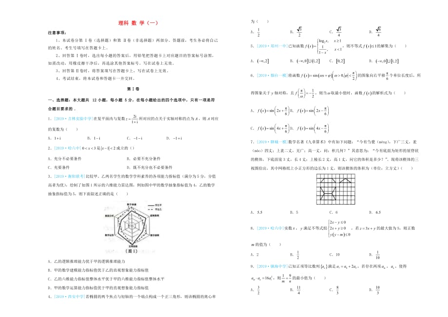 高三数学最新信息卷（一）理_第1页