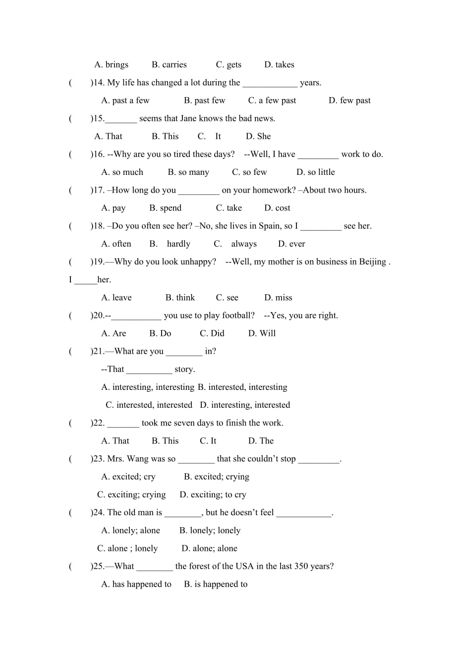 九年级英语上册Unit 2练习题.doc_第3页