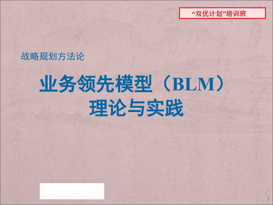 战略规划方法论业务领先模型BLM理论与实践双优版ppt课件.ppt_第1页