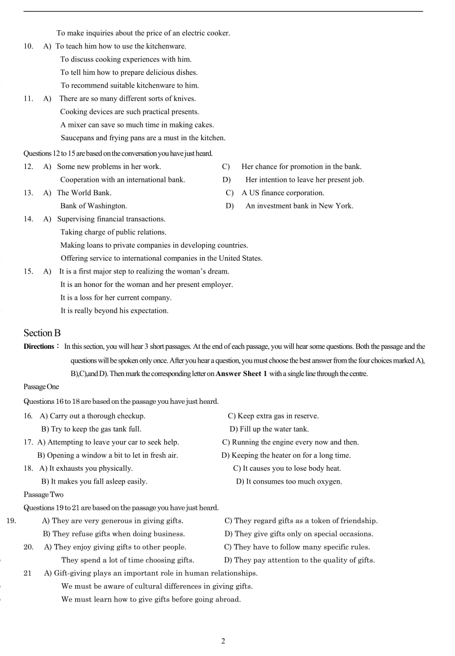 【真题回顾】CET考试English考级2014年6月年大学英语四级考试真题（二）_第2页