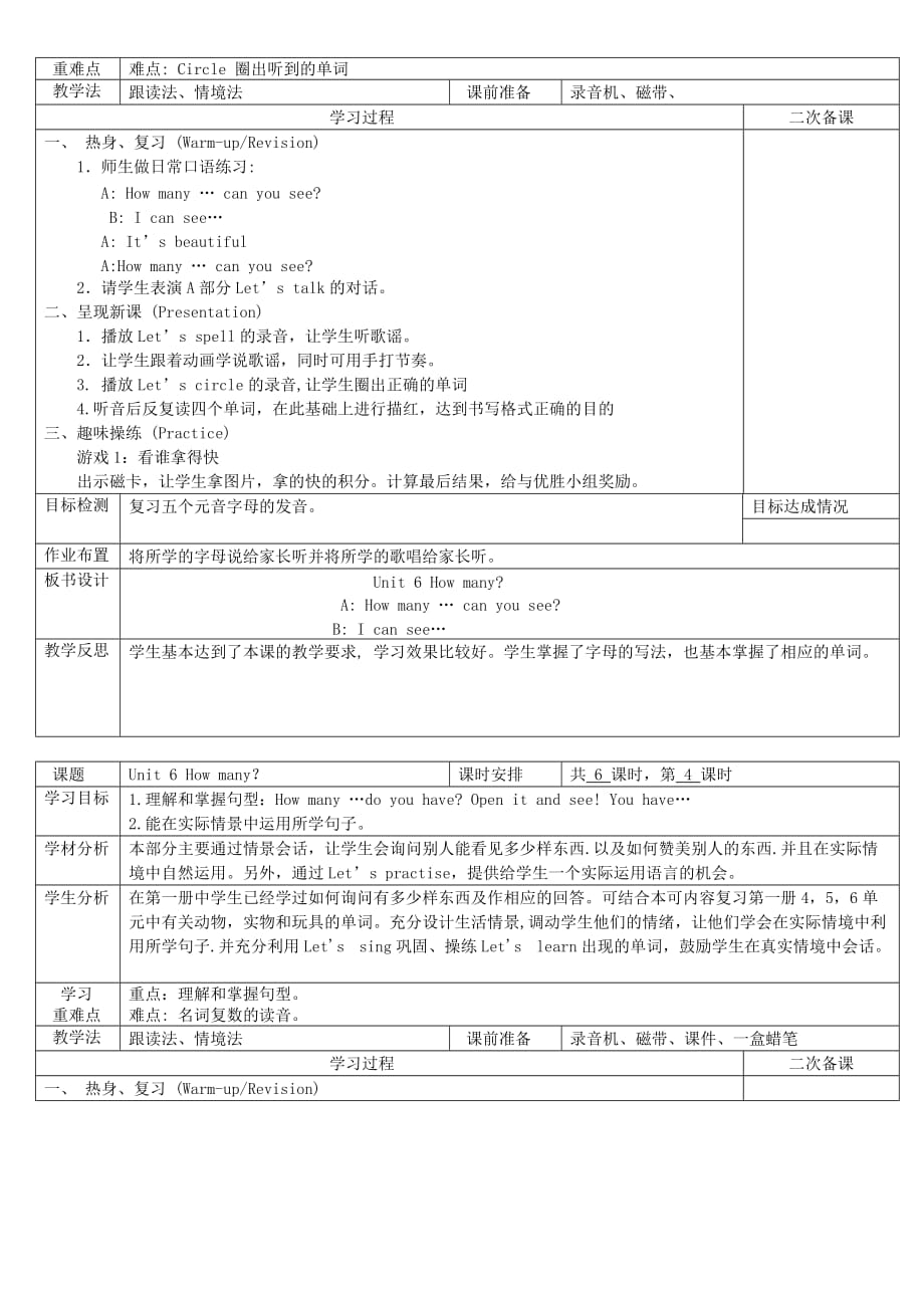 2013春新人教版小学英语三年级下册第六单元表格教案.doc_第3页