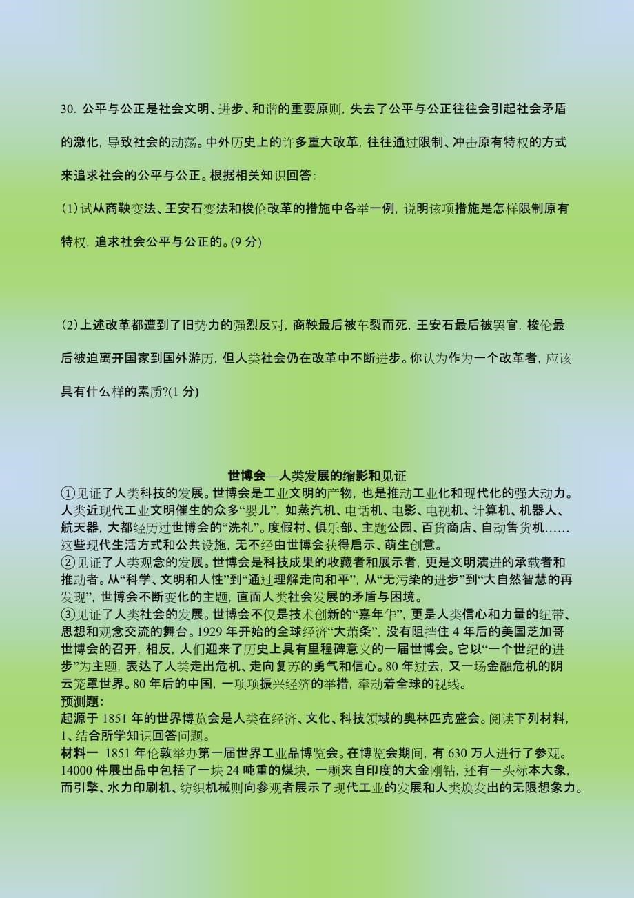 2010年高考历史第一轮复习模拟检测试题.doc_第5页