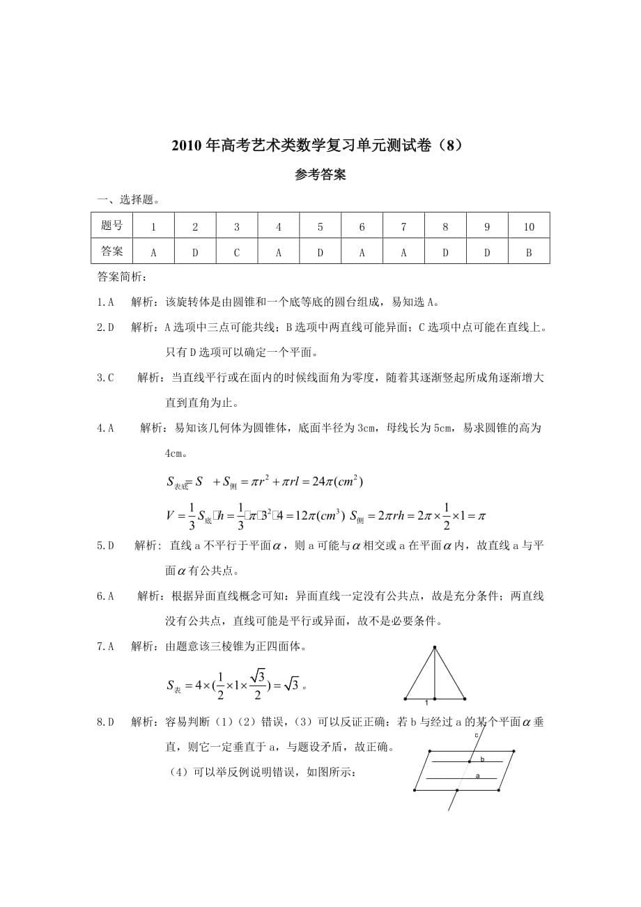 2010年高考艺术类数学复习单元测试卷.doc_第5页