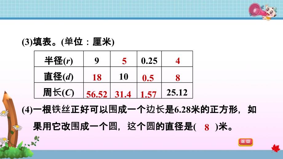 苏教版小学数学 五年级下册《第六单元 圆》阶段小达标(14) PPT_第4页