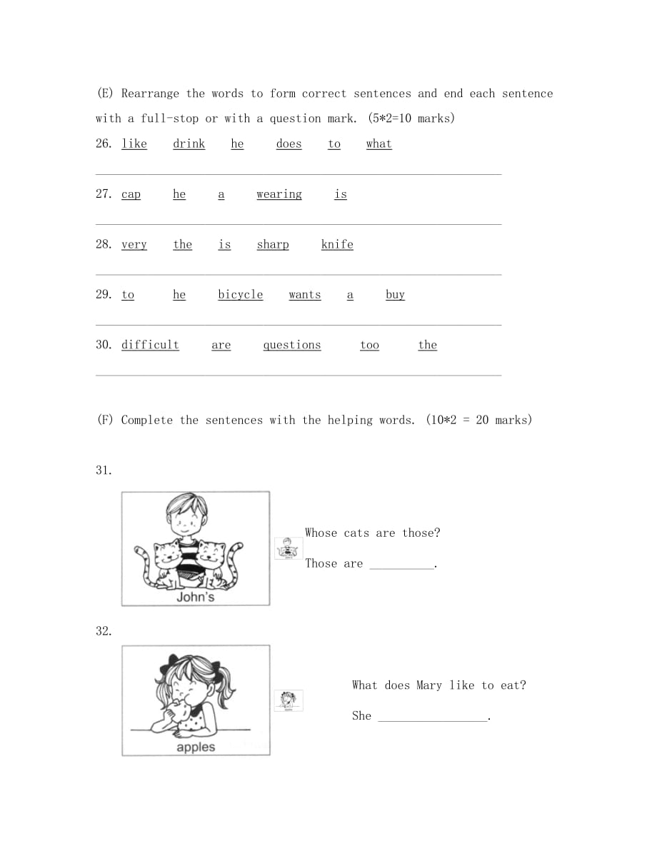 新加坡小学英语一年级试卷PRACTICE 1（通用）_第4页