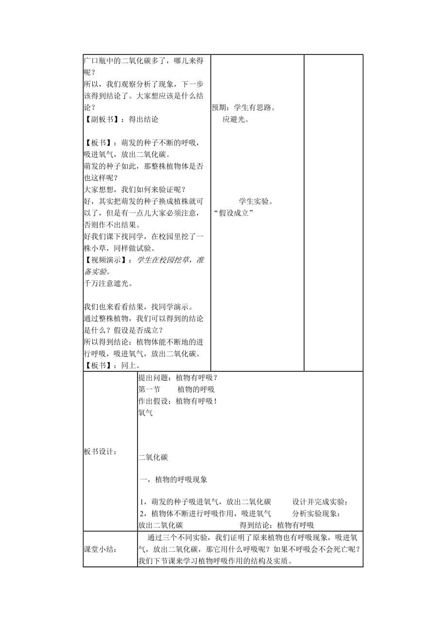 北京市第九十四中学：植物的呼吸优秀教学设计.docx_第5页