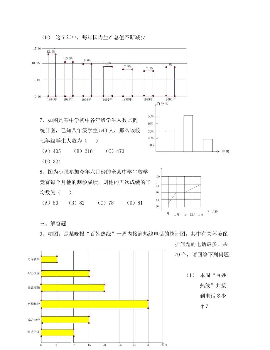浙教版七年级上册练习 6.3条形统计图和折线统计图 (2)_第5页