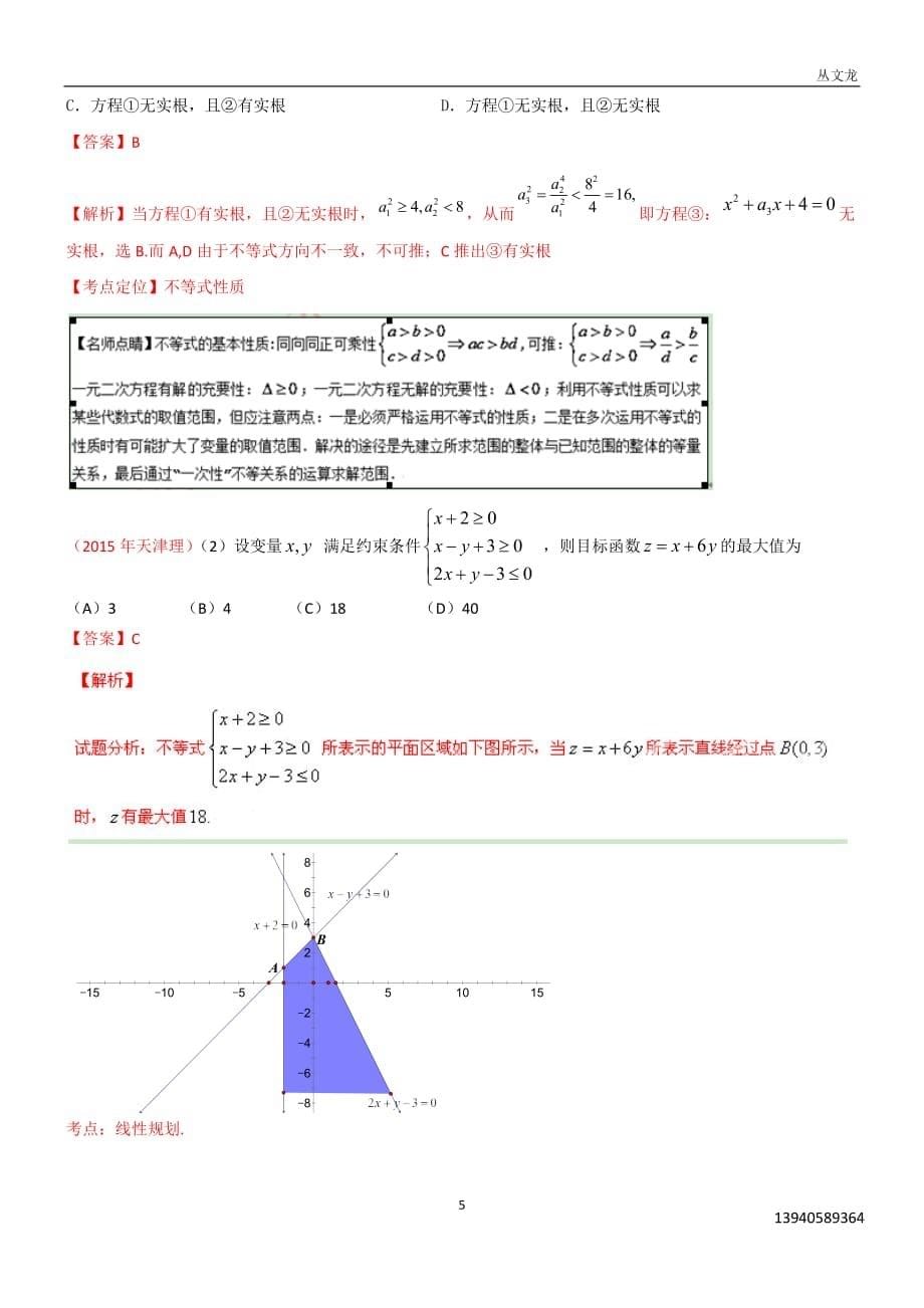 丛文龙教师版2015年高考（理）试题分类汇编之7不等式.docx_第5页