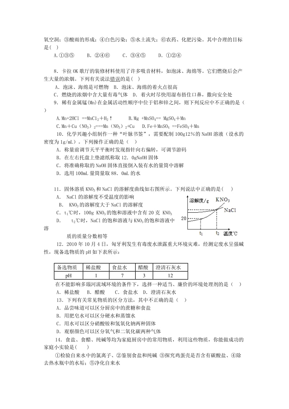 2011年湖北省石首市初中化学中考模拟试题.doc_第2页