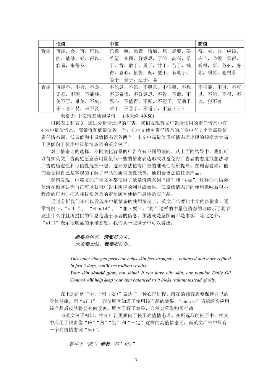 （广告传媒）中英文广告中责任情态人际意义的对比分析_第3页