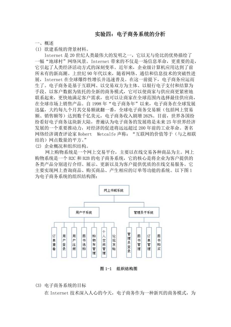 （电子商务）实验四电子商务系统分析_第1页