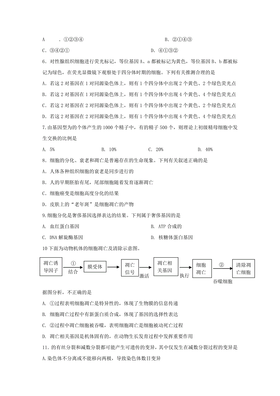 2010高考生物二轮复习三：细胞的生命历程专题测试及答案解析.doc_第2页