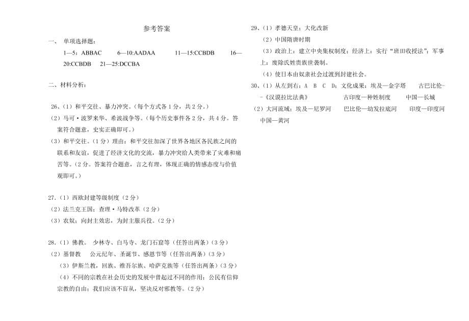 九年级历史上册单元测试卷（一）.doc_第5页