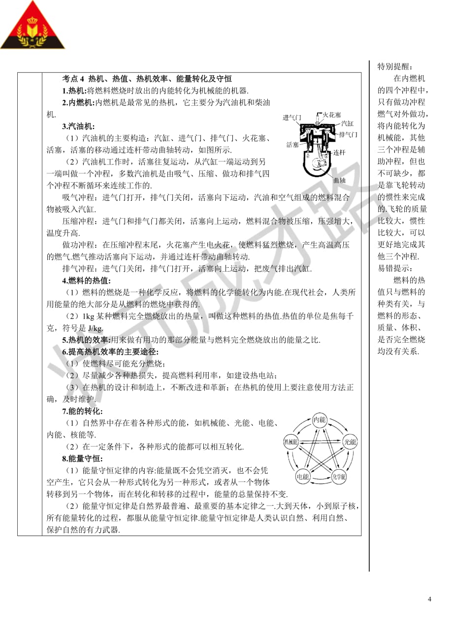 中考物理复习专题三 热学（导学案）_第4页