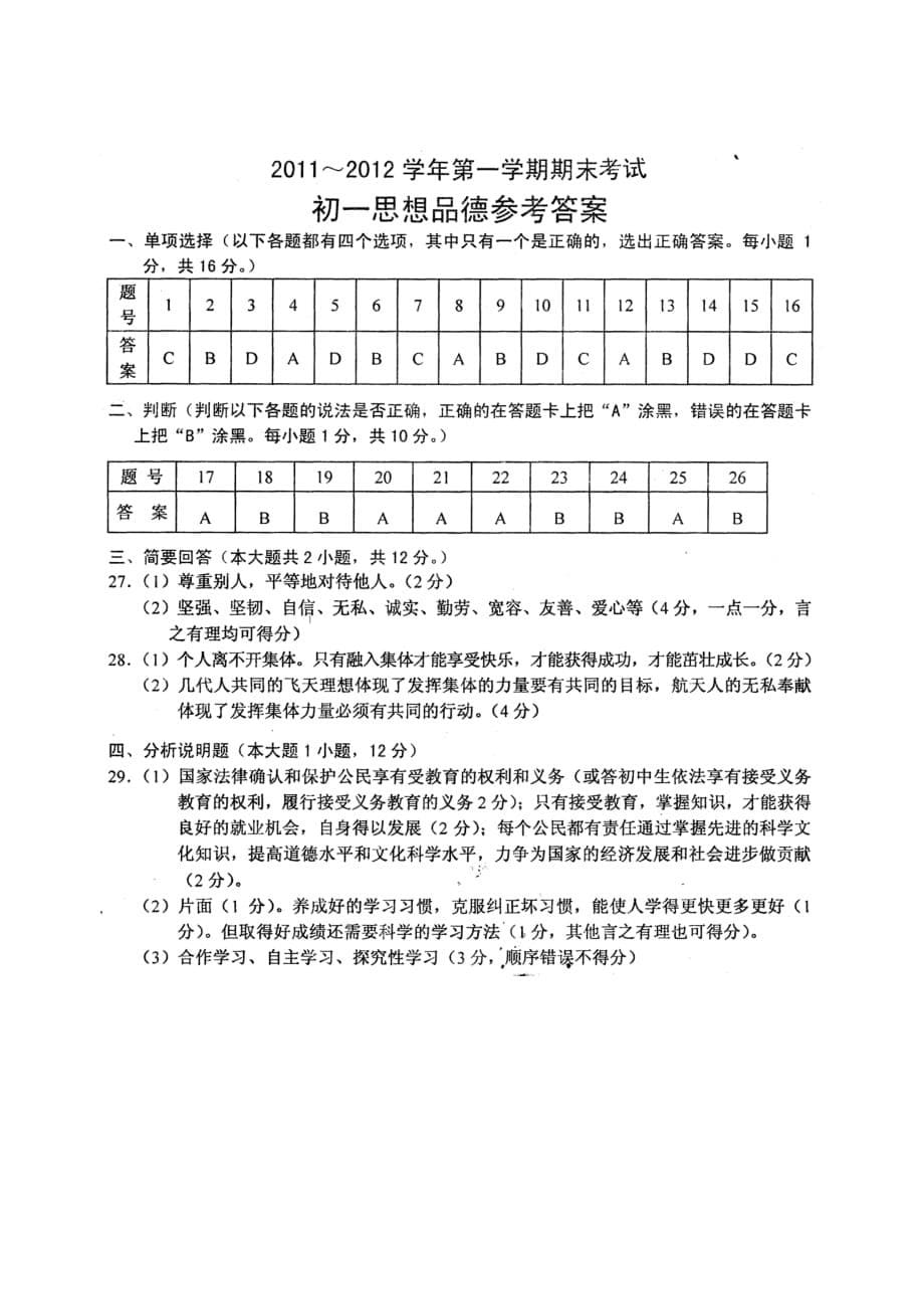 太仓市2011～2012学年第一学期期末考试试卷初一思想品德.doc_第5页