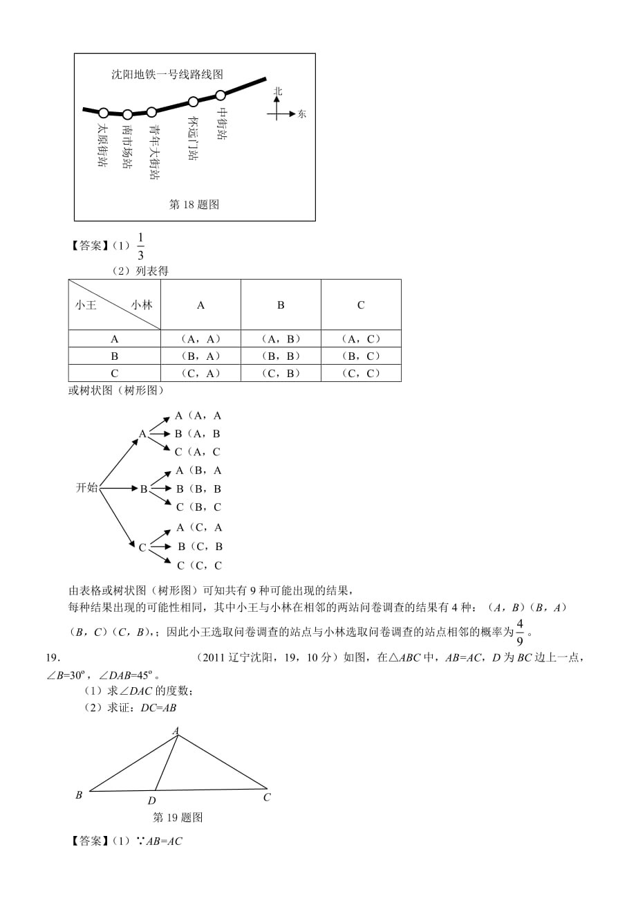 2011辽宁沈阳市中考数学_第4页