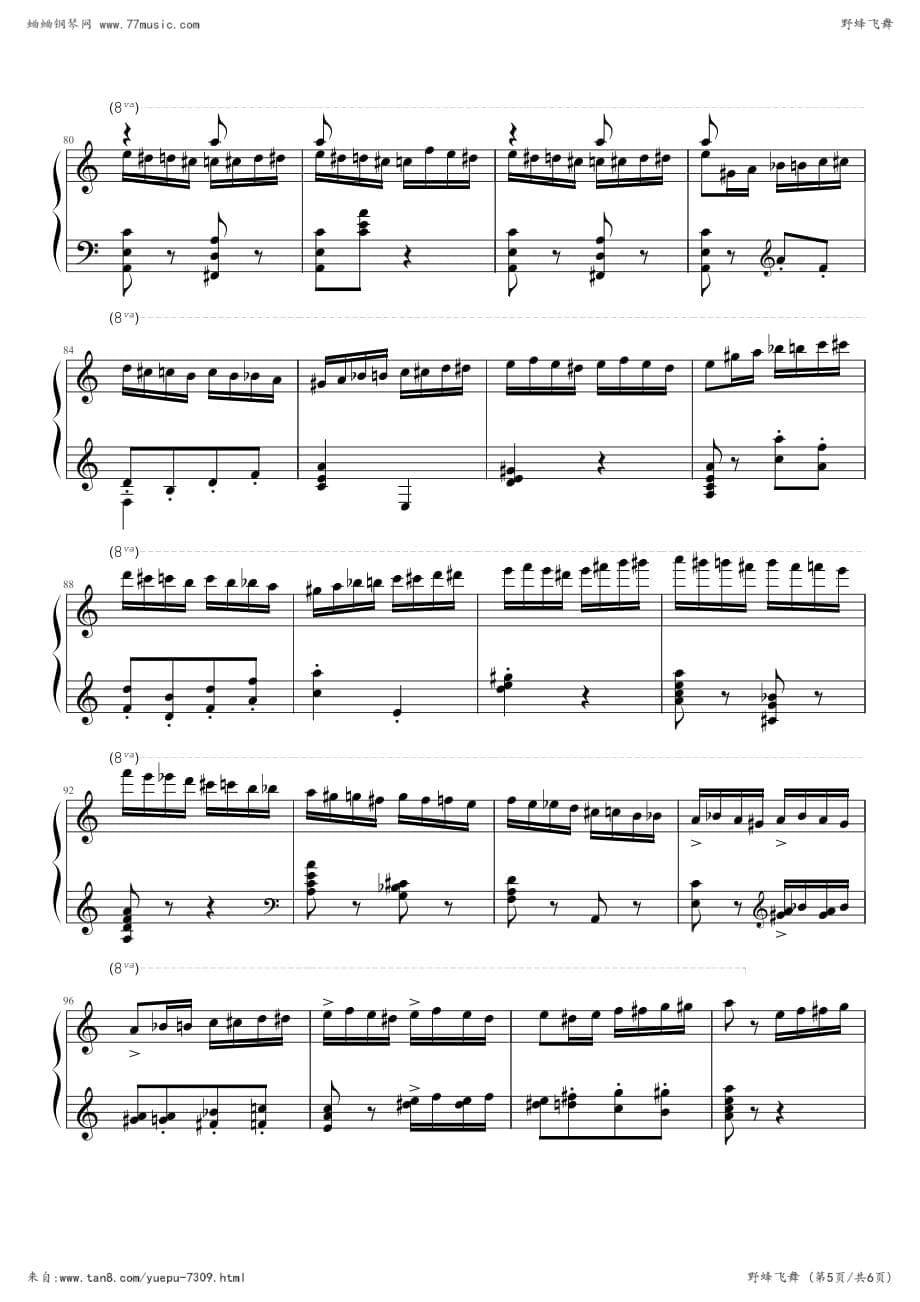 野蜂飞舞(Maksim演奏原版)钢琴谱钢琴简谱数字谱钢琴双手简谱_第5页