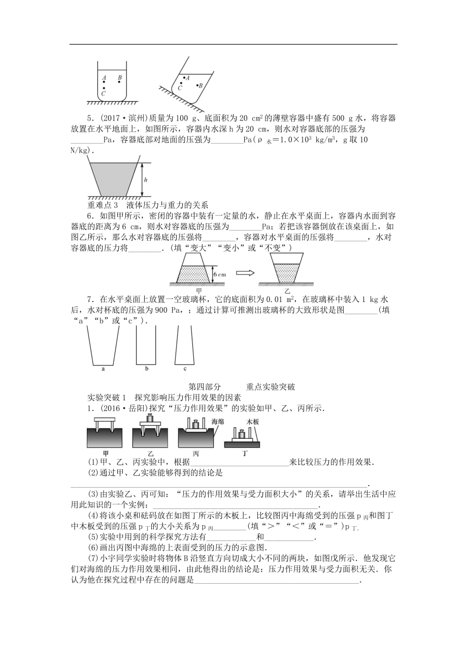 中考物理复习 第十章：压强_第4页