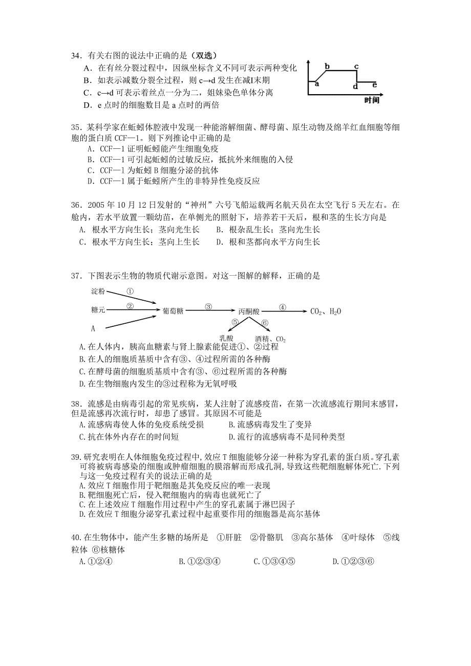 高考生物高频错题选择题100专题训练.doc_第5页