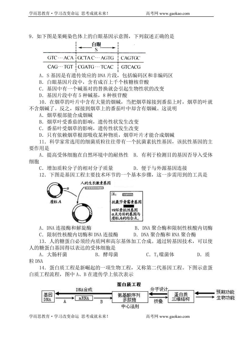 部编人教选修3现代生物科技专题综合检测１_第2页