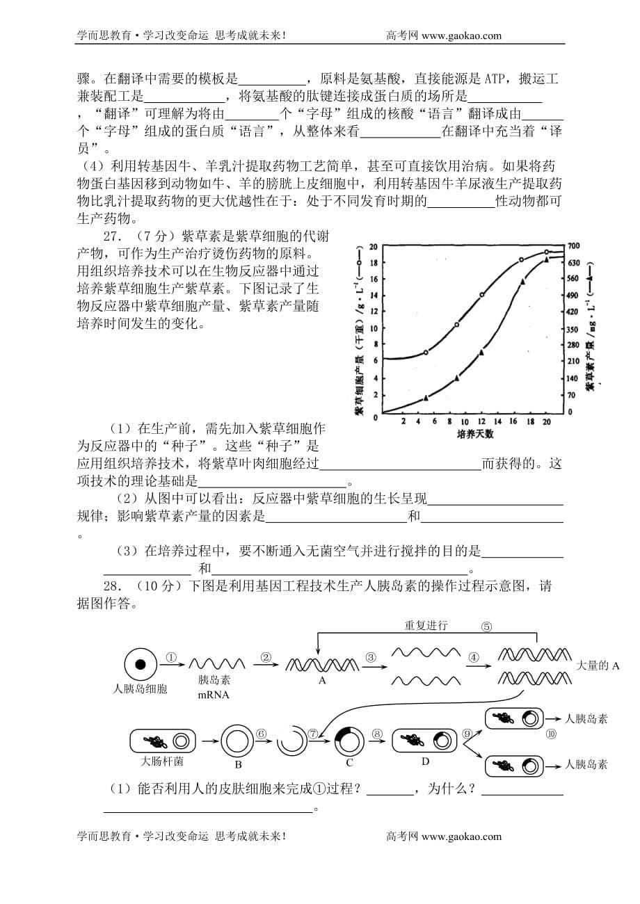 部编人教选修3现代生物科技专题综合检测１_第5页