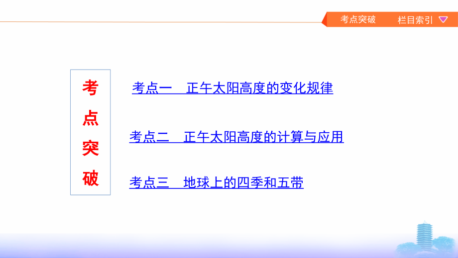 地理新攻略大一轮课标通用课件：第二单元4-第四讲　地球的公转（二）——正午太阳高的变化、四季与五带_第3页