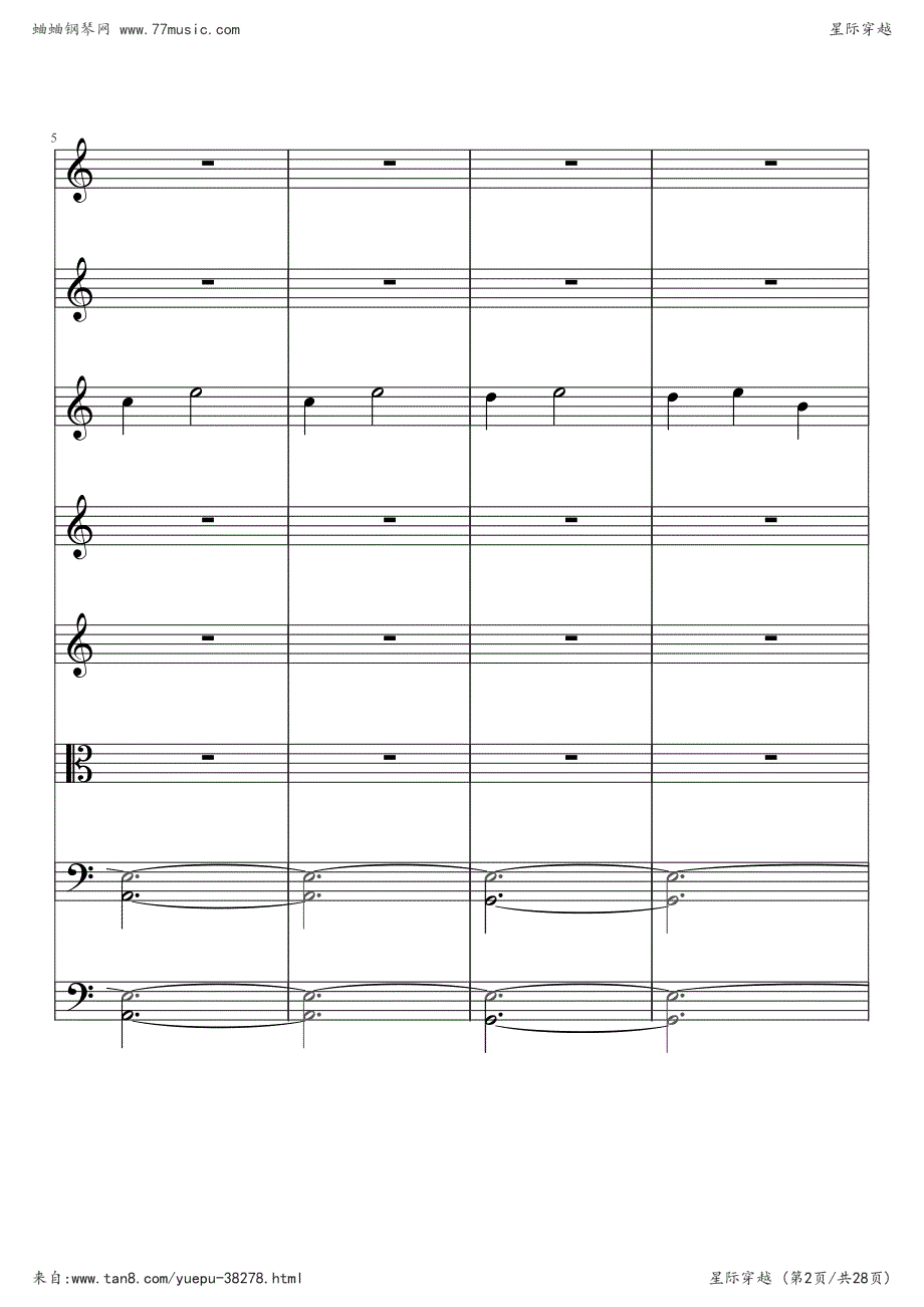 星际穿越 Interstellar 主题曲 Cornfield Chase钢琴谱钢琴简谱数字谱钢琴双手简谱_第2页