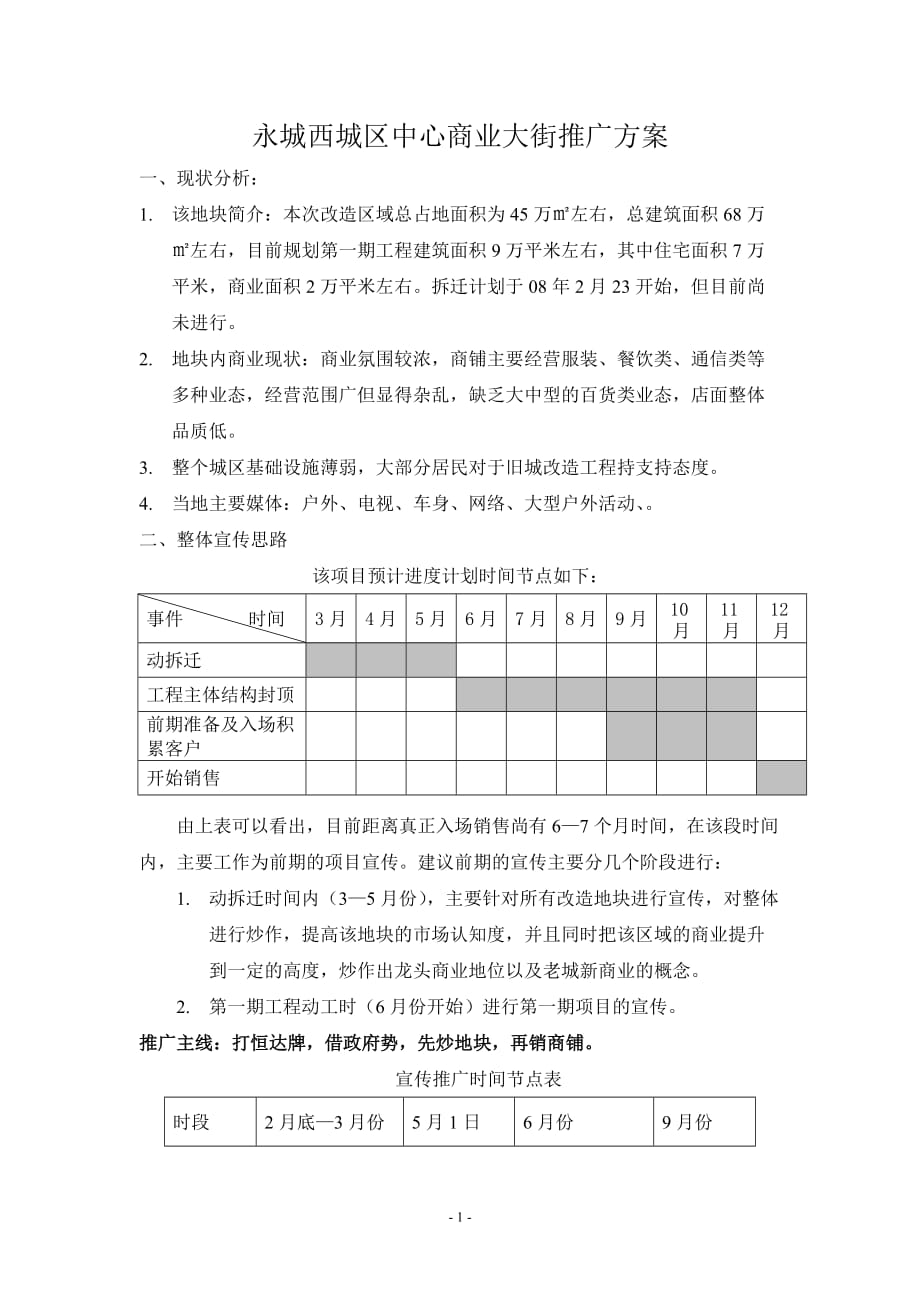 （营销策划）永城西城区中心商业大街推广_第1页