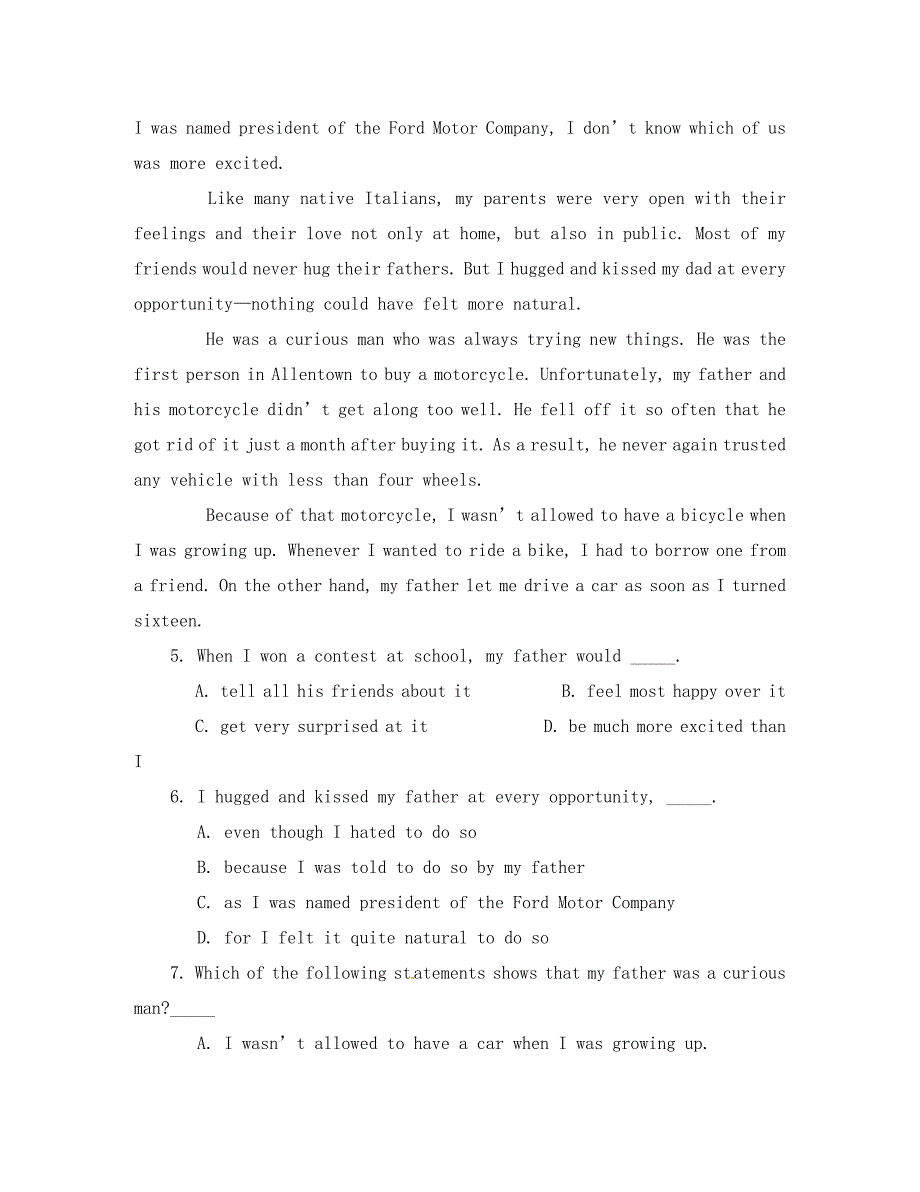 右玉一中高一英语月考试卷及答案_第3页