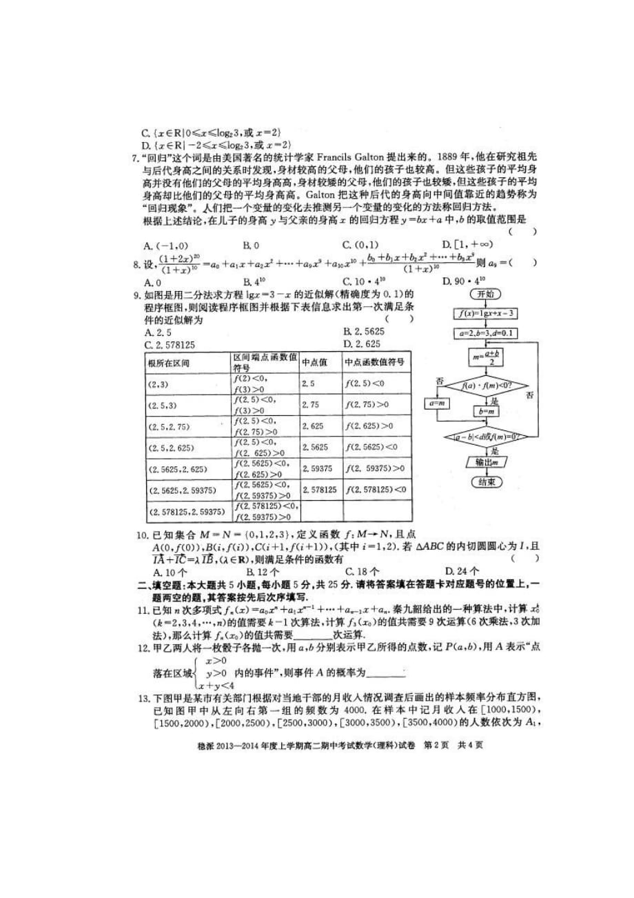 湖北省稳派教育2013-2014学年高二上学期期中考试数学（理）试题.doc_第2页