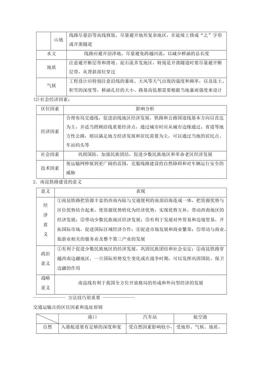 高中地理第五章交通运输布局及其影响第一节交通运输方式和布局学案（含解析）新人教版必修2_第5页