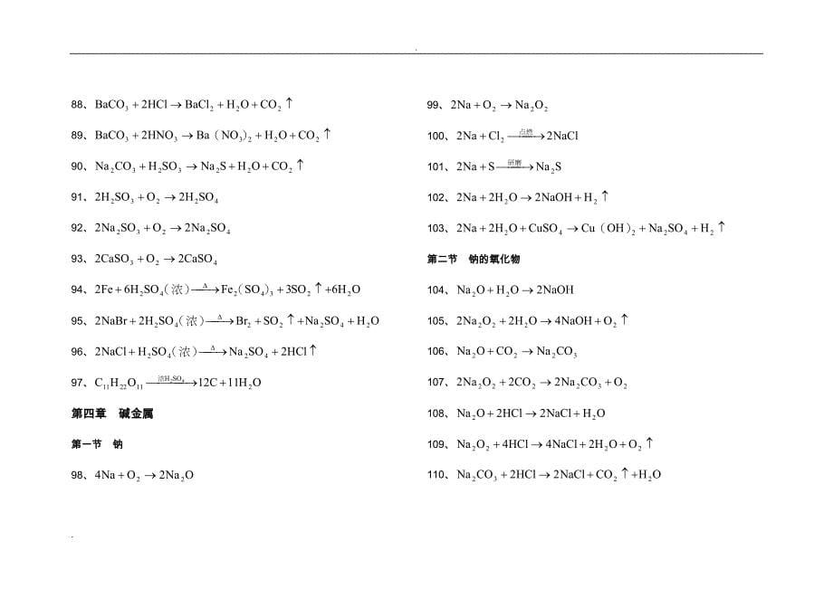 高中化学方程式大全(完整可打印版)_第5页