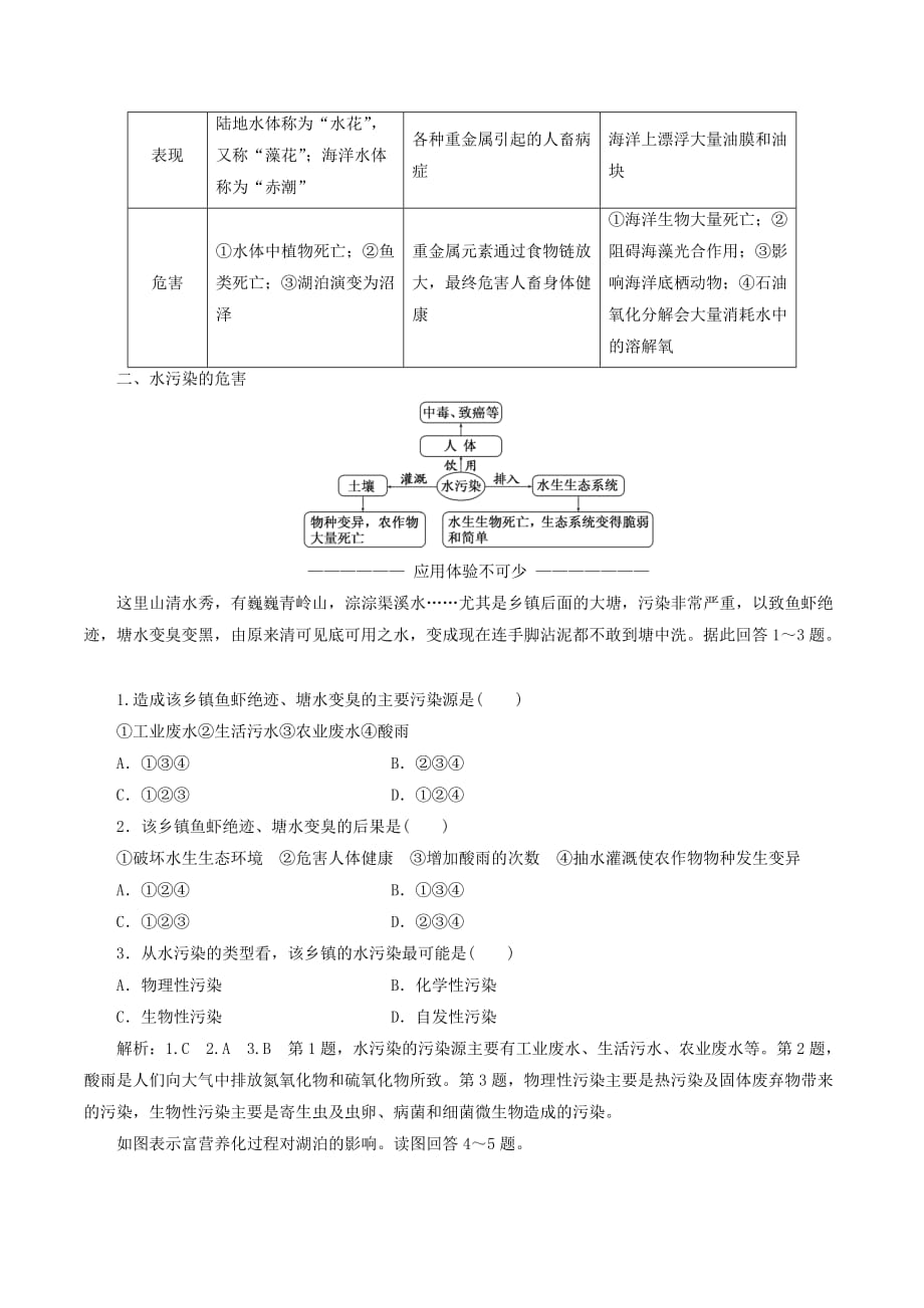 高中地理第四章环境污染与防治第一节水污染及其防治讲义（含解析）湘教版选修6_第2页