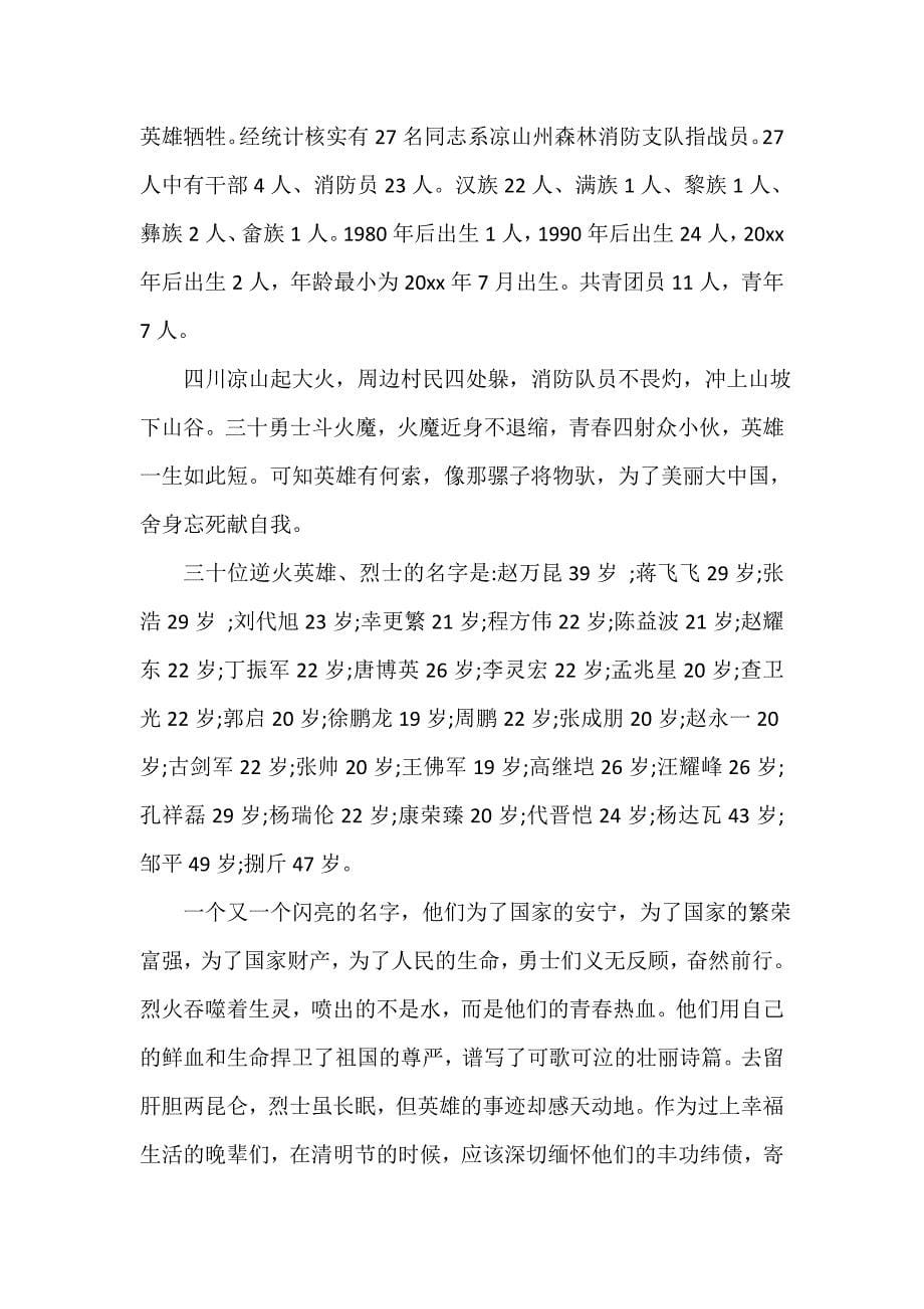心得体会范文 2020感动中国四川森林消防员事迹简介心得体会5篇_第5页