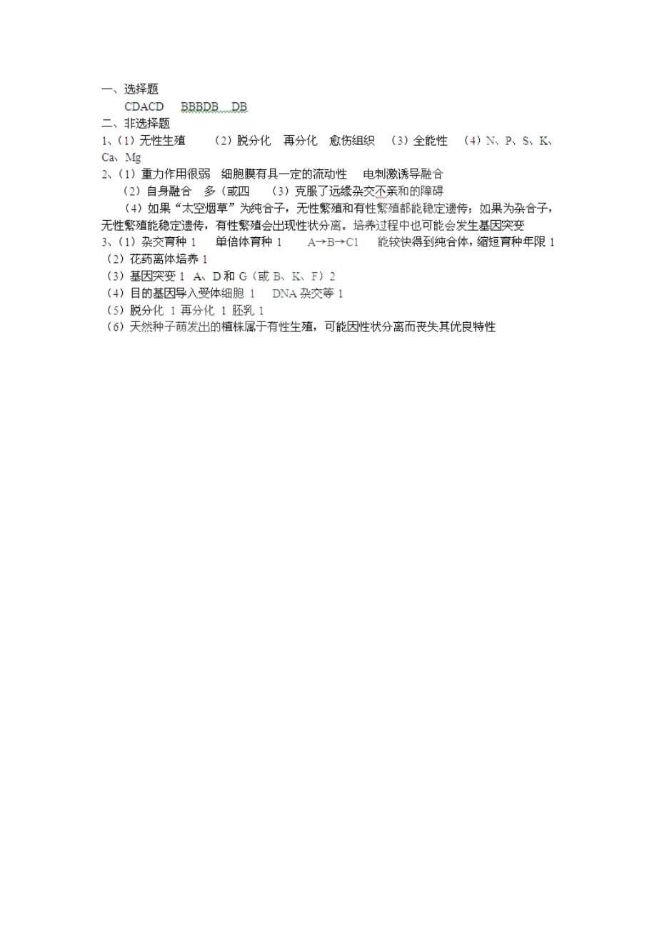 高中生物人教选修三学案：2.1.2 植物细胞工程的实际应用（1） 预习学案_第5页