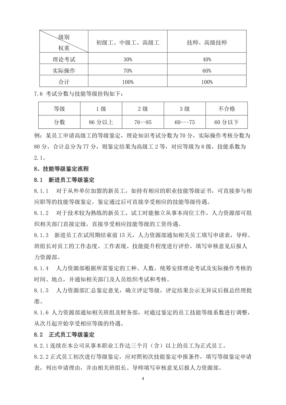 （生产制度表格）生产一线员工技术等级评定办法_第4页