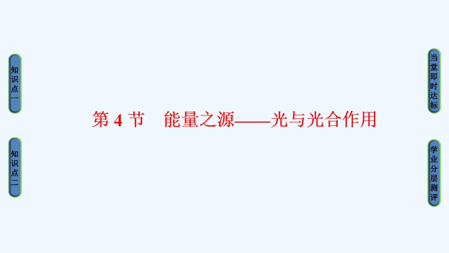 高中课堂新坐标生物人教必修一同步课件：第5章 第4节 第1课时 捕获光能的色素和结构_第1页