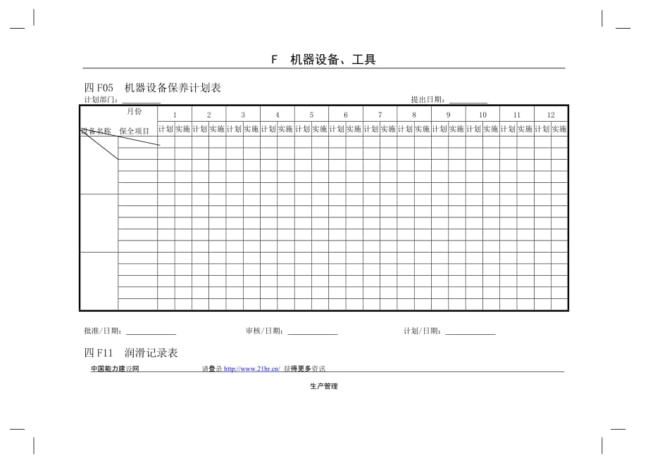 （生产制度表格）管理表格企业管理表格生产管理横表格_第1页