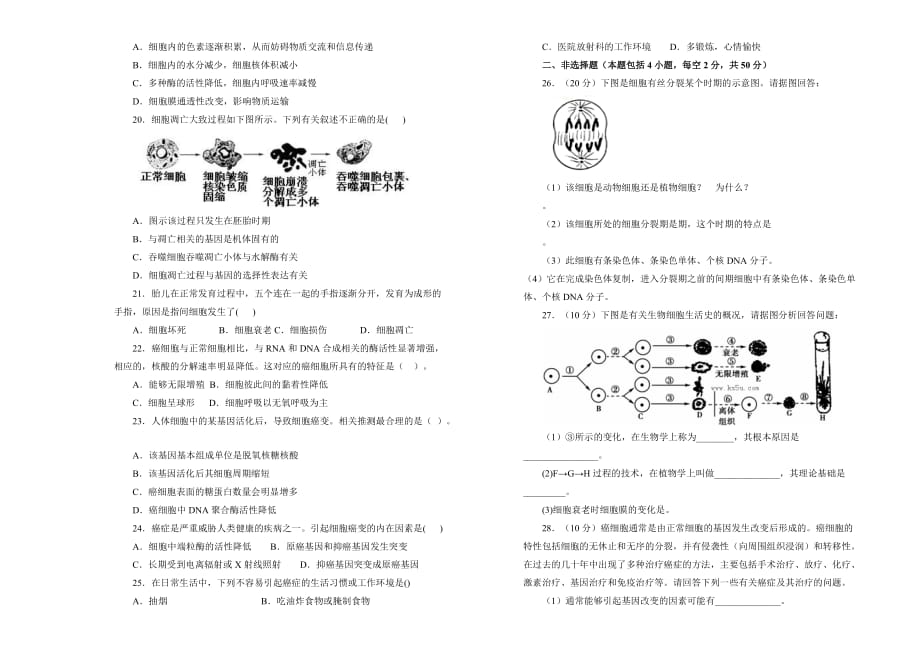 高中生物第六单元细胞的生命历程训练卷（一）Word版含答案-_第3页