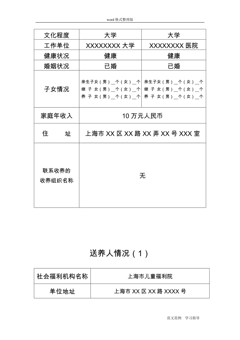 收养登记申请书(示范本)_第4页