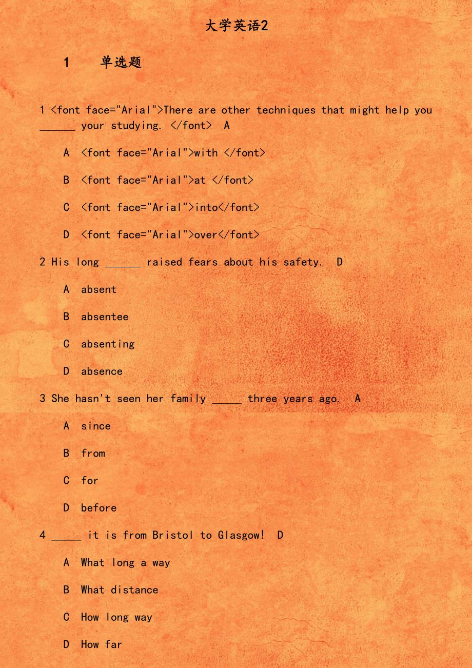 东财《大学英语2》在线作业三font faceArialThere are other techniques that might help youyour studyingfont_第1页