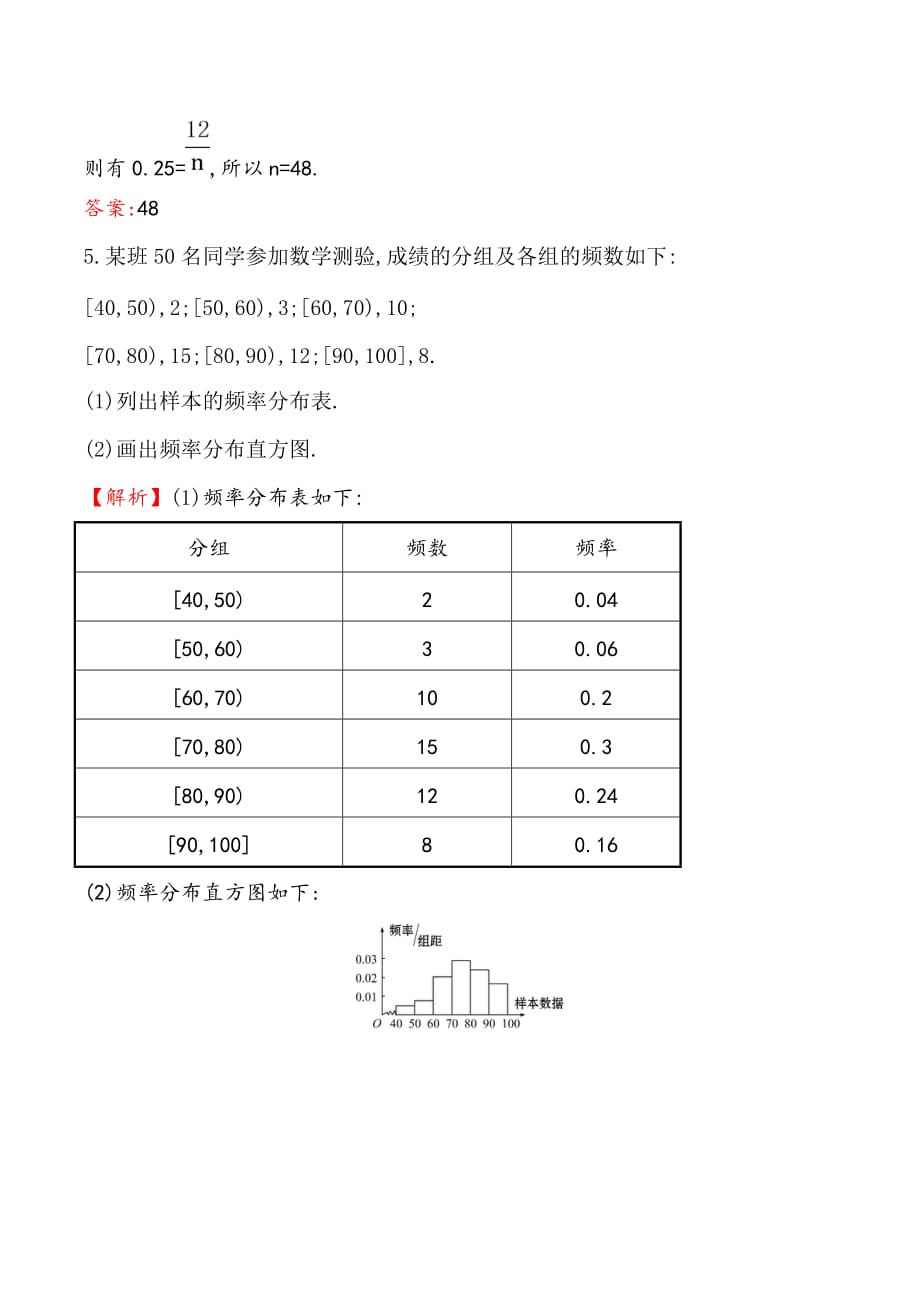 高中数学人教A版必修3作业：2.2.1用样本的频率分布估计总体分布 Word版含解析_第3页