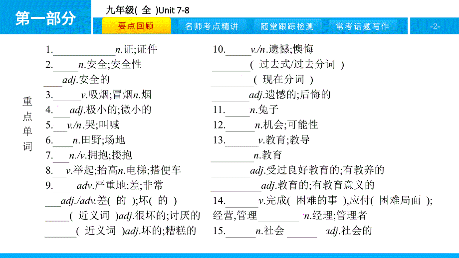 人教版新目标英语2018中考第一轮复习课件九年级(--全--)Unit-7-8.pptx_第2页