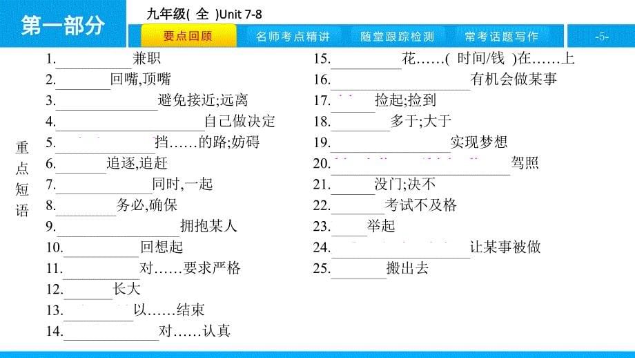 人教版新目标英语2018中考第一轮复习课件九年级(--全--)Unit-7-8.pptx_第5页